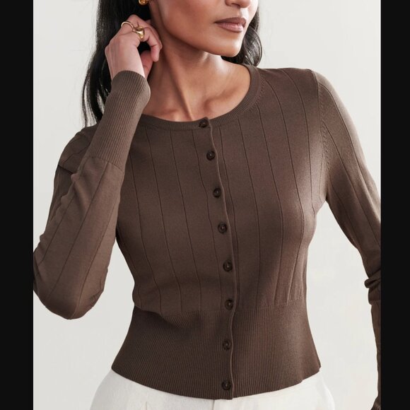 Jenni Kayne Ribbed Finley Cardigan - Medium in Olive Green